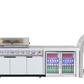 Rockpool 6B + Wok: White Designer 6 Burner Outdoor BBQ Kitchen Package: Inc White Bench, White Doors, Fridge & Sink