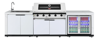 test rey 1 Rockpool White BBQ Kitchen Package Suit Beefeater 5 Burner 1200, Fridge And Sink Outdoor BBQ Kitchen Package