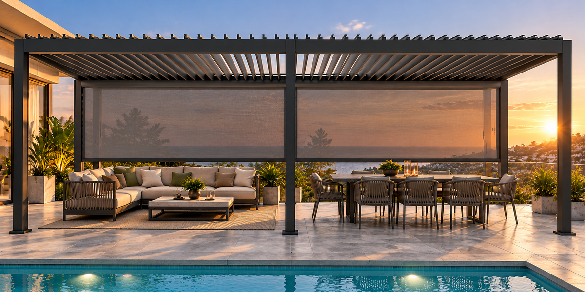 GazeboMate 3m × 6m Monument Aluminium Louvered Gazebo – Adjustable Roof Pergola