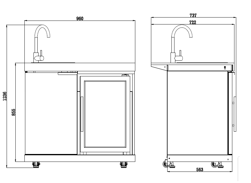 Rockpool Black XL 6B + Wok : Designer Outdoor Kitchen BBQ Package With Fridge, Sink, Rotisserie & BBQ Covers.