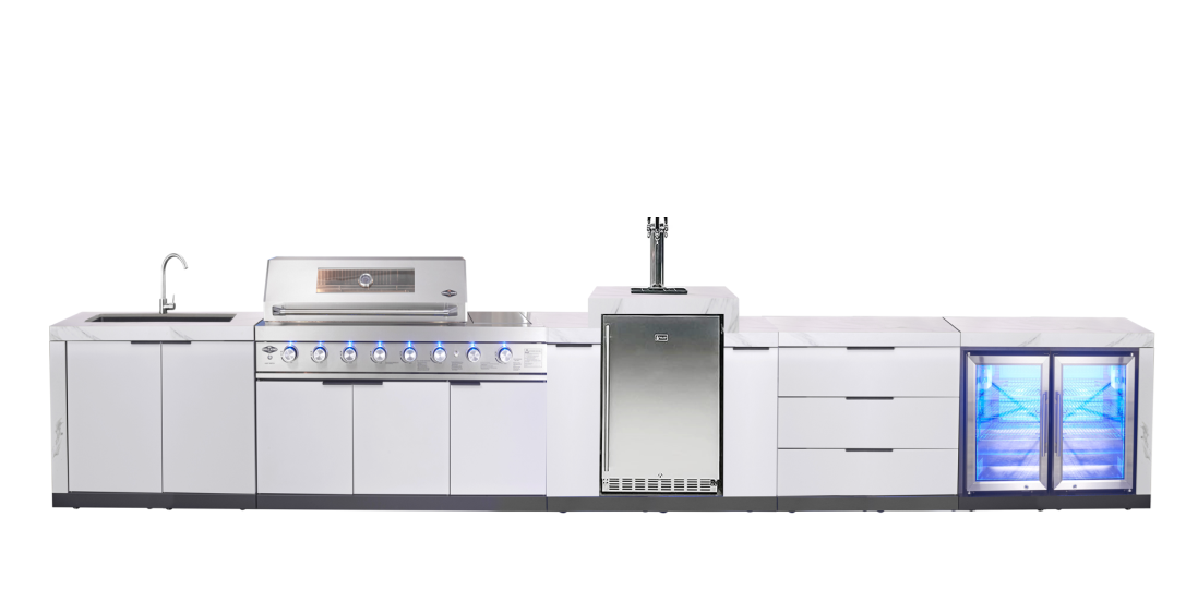 188L KEGERATOR/BEER DISPENSER MACHINE + STORAGE MODULE SUITABLE FOR ROCKPOOL WHITE BBQ KITCHEN SERIES