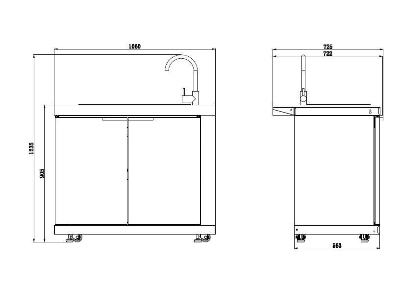 Rockpool Black XL 6B + Wok : Designer Outdoor Kitchen BBQ Package With Fridge, Sink, Rotisserie & BBQ Covers.