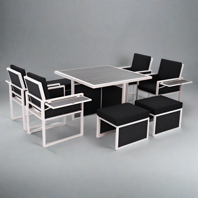 9 Piece Modern Hampton Style Dining Set White Aluminium Whether Resistant Furniture
