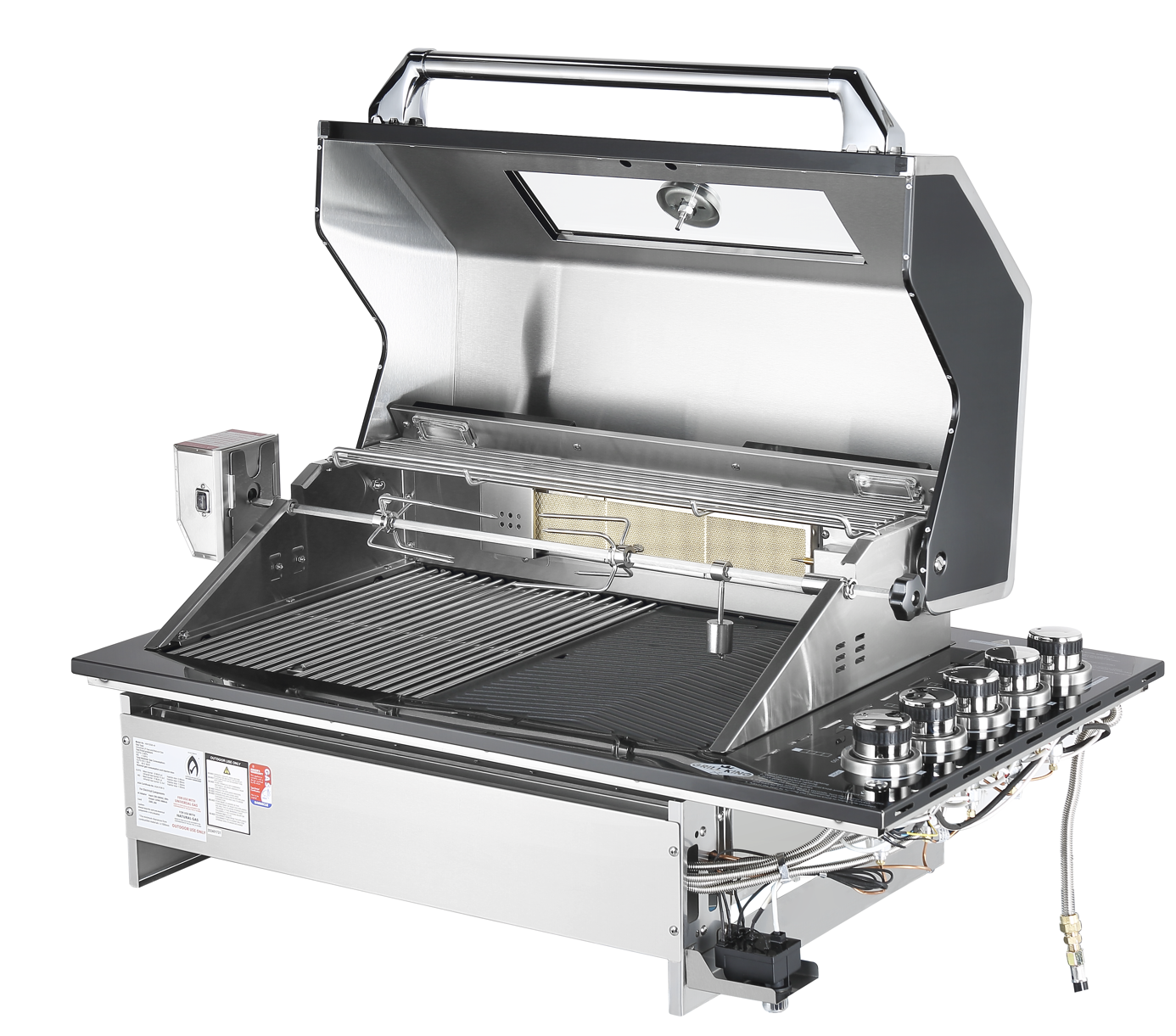 Grill King 4 Burner Drop In Flat Hood BBQ | 304 Grade Designer Black Stainless Steel Drop In Unit