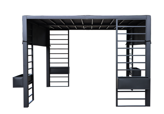 GazeboMate Berkley 3x3x2.3m + Hanging Planter Box Patio Pergola in Black