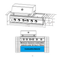 4 Burner + Wok Built In BBQ With Rear Infrared Burner | Black 304 Stainless Steel, Blue LED Knobs