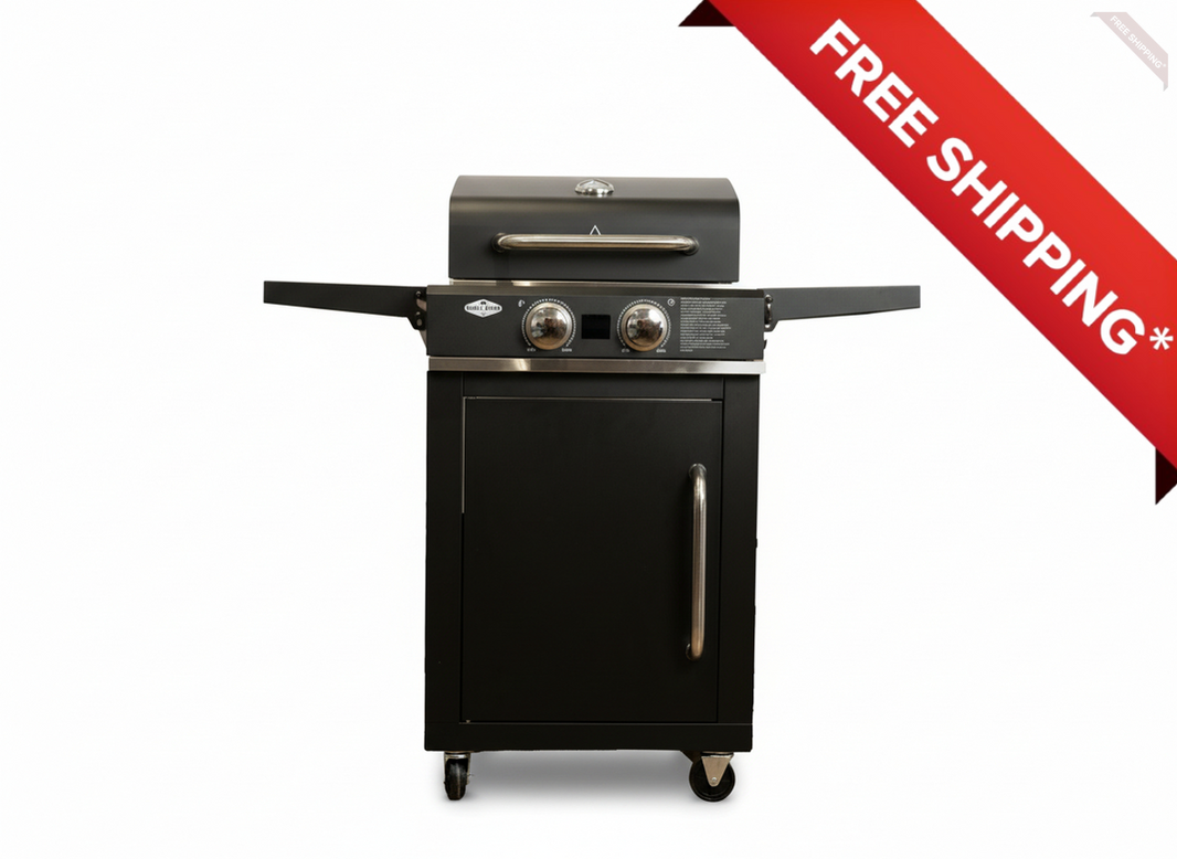 Free Shipping Grill King 2 Burner Digital Electric BBQ with Storage Cabinet & Trolley – 2400W