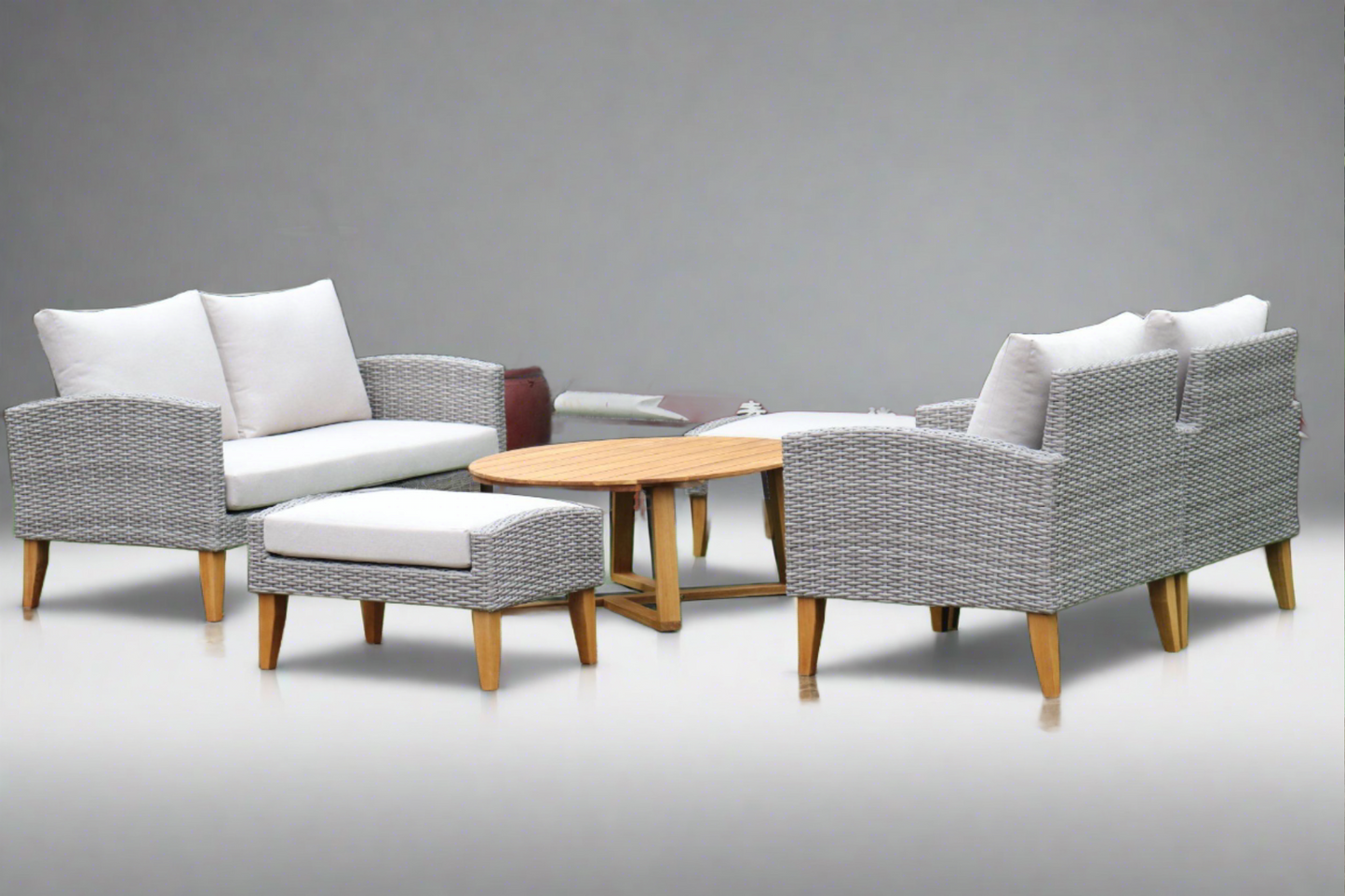 SIENA 6 Piece White + White Cushions Outdoor Lounge Set