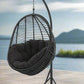 ARI Outdoor Hanging Egg Chair Black - Outdoor Patio Hanging Egg Chair with Cushion and Metal Stand. Frame: steel, powder coated. Round Wicker woven