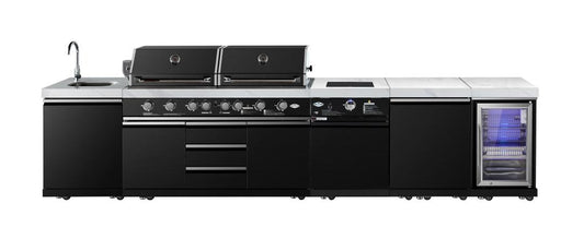 Element 8 Burner BBQ Kitchen Bundle Package + 1DR Sink + Wok + 1DR Storage Module + 1 DR Fridge