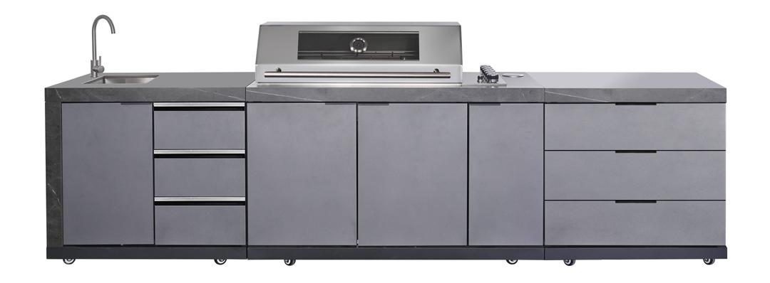 Deep Charcoal 6B Drop In BBQ Kitchen Package + Sink/Drawer Module + 3 Drawer Module Bundle