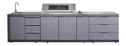 test rey 1 Deep Charcoal 6B Drop In BBQ Kitchen Package + Sink/Drawer Module + 3 Drawer Module Bundle