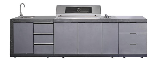 Deep Charcoal 6B Drop In BBQ Kitchen Package + Sink/Drawer Module + 3 Drawer Module Bundle