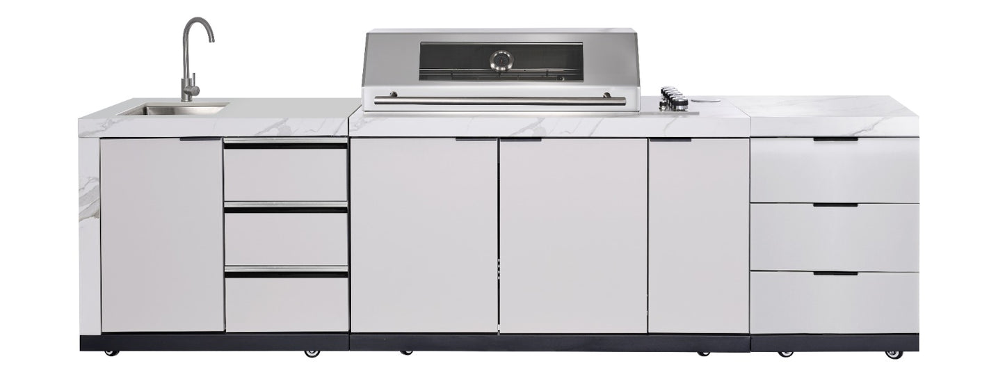 Rockpool White 6B Drop In BBQ Kitchen Package + Sink/Drawer Module + 3 Drawer Module Bundle