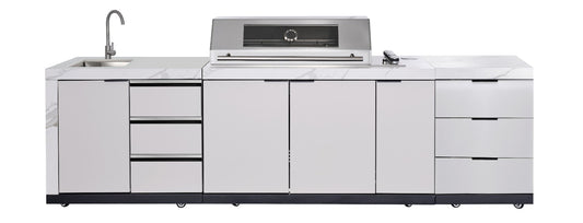 Rockpool White 6B Drop In BBQ Kitchen Package + Sink/Drawer Module + 3 Drawer Module Bundle