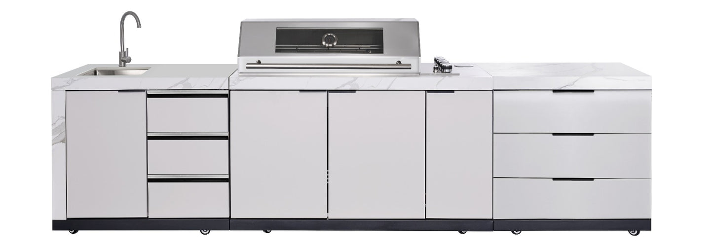 Rockpool White 6B Drop In BBQ Kitchen Package + Sink/Drawer Module + 3 Drawer Module Bundle