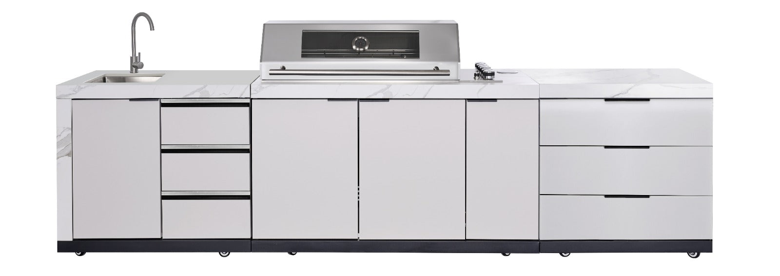 Rockpool White 6B Drop In BBQ Kitchen Package + Sink/Drawer Module + 3 Drawer Module Bundle