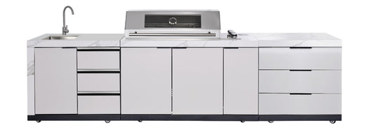 Rockpool White 6B Drop In BBQ Kitchen Package + Sink/Drawer Module + 3 Drawer Module Bundle