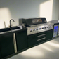 Black 304SS 6 Burner + Wok BBQ Kitchen + 2DR Fridge + 2DR Sink