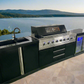 Black 304SS 6 Burner + Wok BBQ Kitchen + 2DR Fridge + 2DR Sink