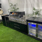 Black 304SS 6 Burner + Wok BBQ Kitchen + 2DR Fridge + 2DR Sink
