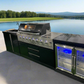 Black 304SS 6 Burner + Wok BBQ Kitchen + 2DR Fridge + 2DR Sink