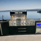 Black 304SS 6 Burner + Wok BBQ Kitchen + 2DR Fridge + 2DR Sink