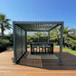 Grey Louvered Pergola 2.4m x 2.4m | Includes Aluminium Privacy Slat Panel | Floor Model