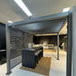 Grey Louvered Pergola 2.4m x 2.4m | Includes Aluminium Privacy Slat Panel | Floor Model