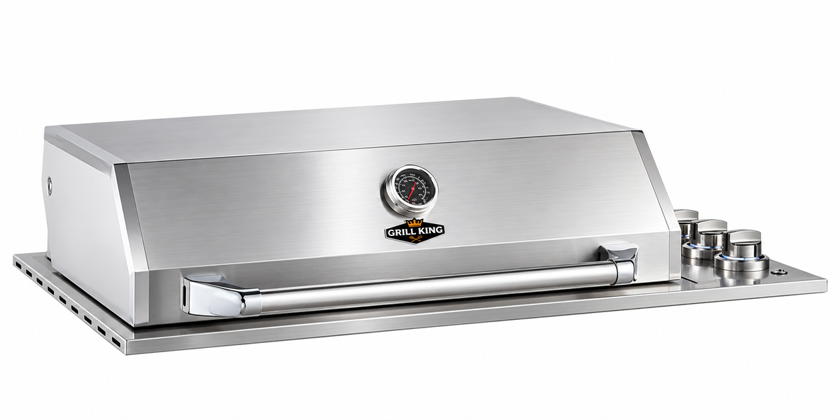 Grill King Slimline 4 Burner Drop-In BBQ – Silver Stainless Steel