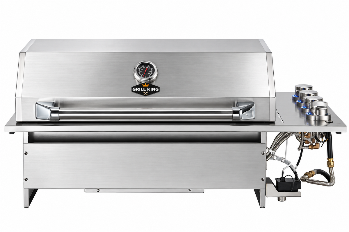 Grill King Slimline 4 Burner Drop-In BBQ – Silver Stainless Steel