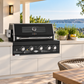 Grill King 4 Burner Built-In BBQ with Rear Infrared Burner – Black 304 Stainless Steel & Blue LED Knobs