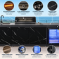 Grill King Rockpool Summit 4 Burner Outdoor BBQ Kitchen – Black Stone, Fridge & Sink