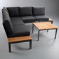 Outdoor Havana Package In Black - Outdoor Aluminium & Acacia Modular Corner Lounge Black Aluminium with Black Fabric