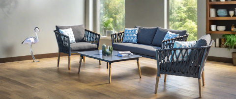 Copacabana 4 Piece Outdoor Lounge Set Aluminium Frame Roped