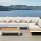 ARI Ralph White Hampton Corner Set - Outdoor Aluminium & Acacia Modular Corner Lounge White Aluminium Whether Resistant White Fabric