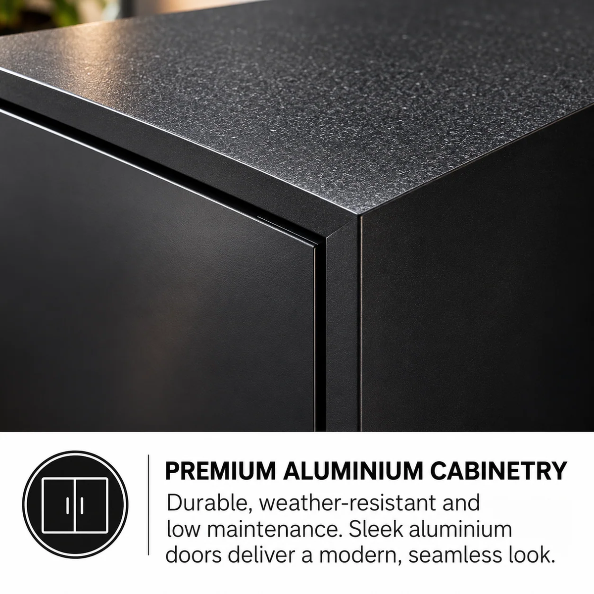 Grill King Rockpool Summit 4 Burner Outdoor BBQ Kitchen – Black Stone, Fridge & Sink