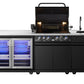 Grill King Element 4B High Grade 304 SS Outdoor BBQ Kitchen + White Stone Bench, Fridge & Sink