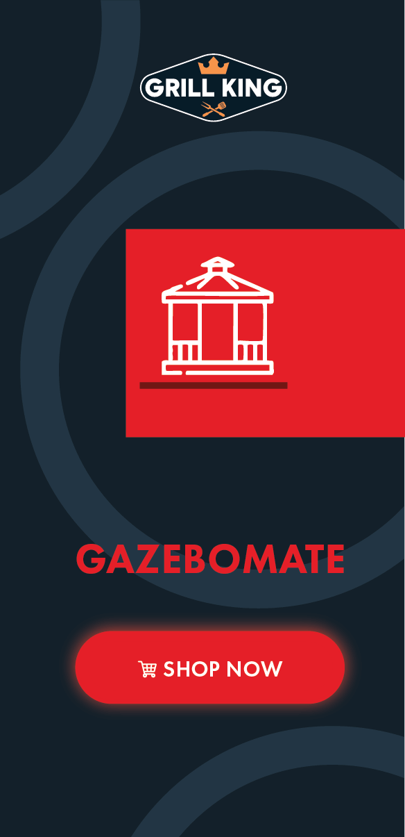 Grill King Signature Series 6 Burner Outdoor BBQ Kitchen Package – Black Stone Benchtop, Black Aluminium Cabinets, Built-In BBQ + Rotisserie