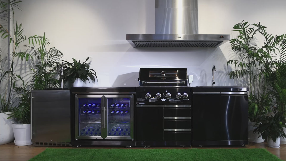 Kingsley 4B + Wok Black Stainless Steel BBQ Module (BBQ Only Fridge Sink Sold Seperate)