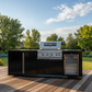 Floor Stock 4-Burner SS Built-In BBQ Outdoor with Double Sink + Single Fridge