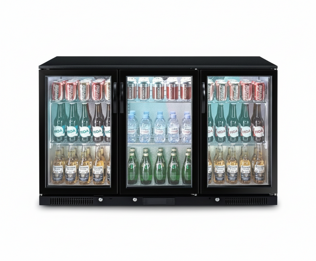 Free Metro Shipping Tropical Rated Triple Glazed 318L 3-Door Commercial Wine Bar Fridge Chiller Can Cooler Mini Freezer in Black