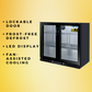 208L Double Door Under-bench Commercial Bar Wine Fridge Drinks Chiller in Black