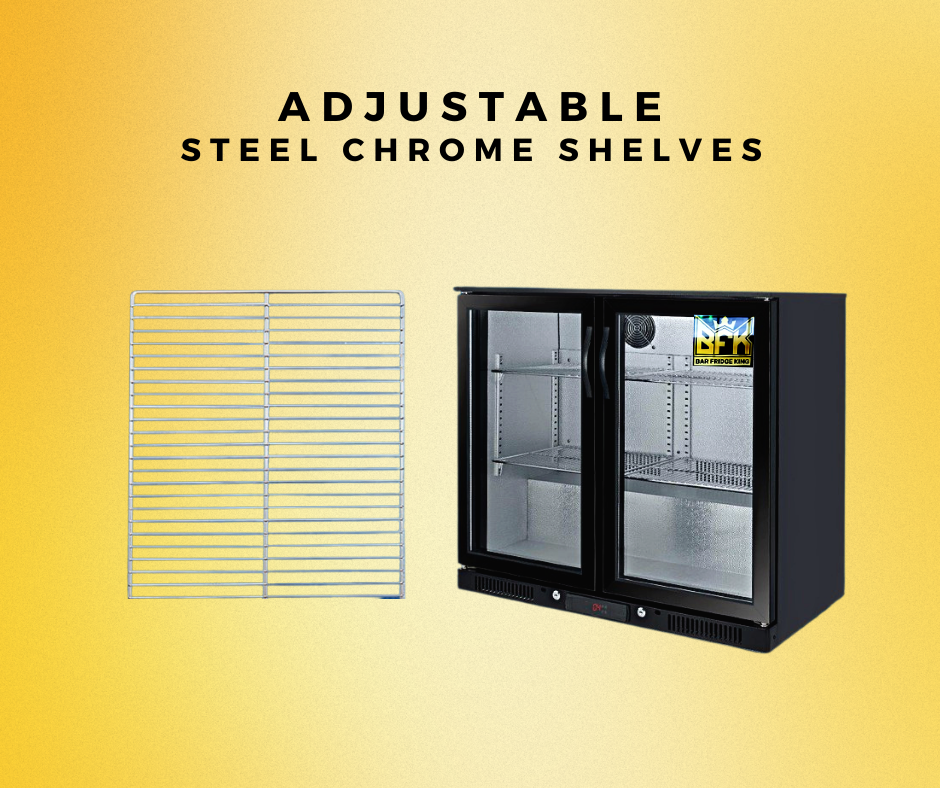 Tropical Rated Triple Glazed 208L Double Door Under-bench Commercial Bar Wine Fridge Drinks Chiller in Black