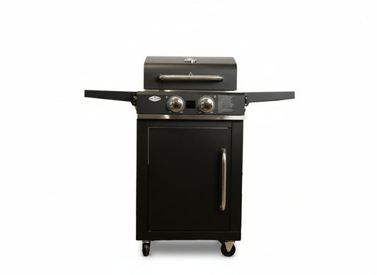 Free Shipping Grill King 2 Burner Digital Electric BBQ with Storage Cabinet & Trolley – 2400W