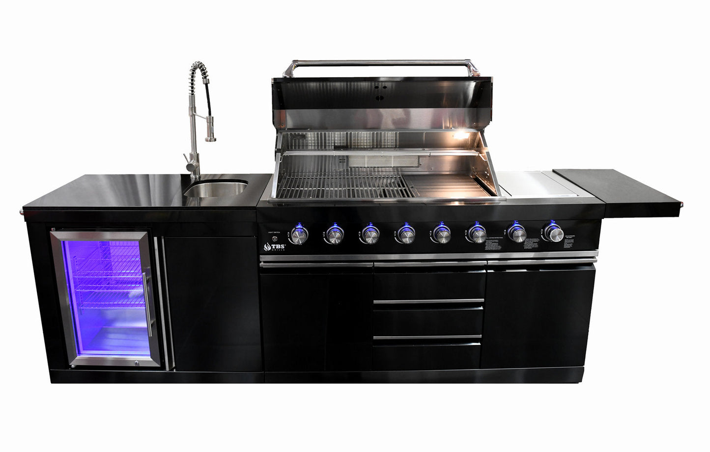 Macelleria Professional 6 Burner Outdoor Kitchen BBQ | Black High Grade #304 Stainless Steel