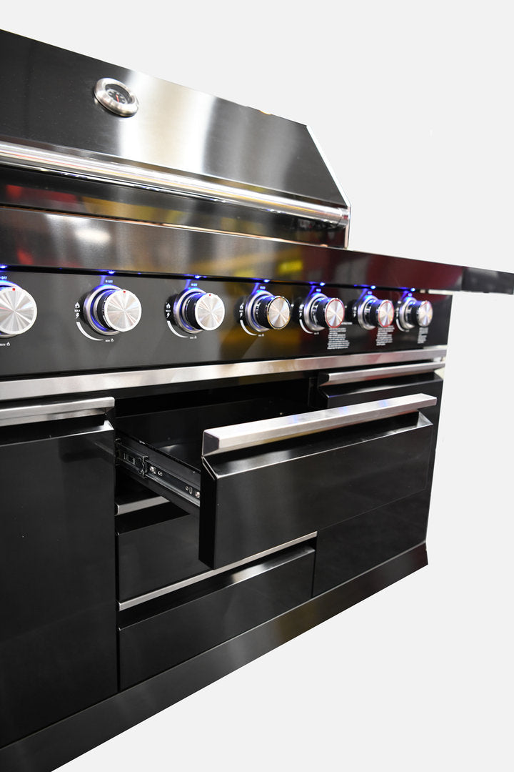Macelleria Professional 6 Burner Outdoor Kitchen BBQ | Black High Grade #304 Stainless Steel