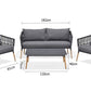 Copacabana 4 Piece Outdoor Lounge Set Aluminium Frame Roped