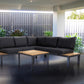 Outdoor Havana Package In Black - Outdoor Aluminium & Acacia Modular Corner Lounge Black Aluminium with Black Fabric