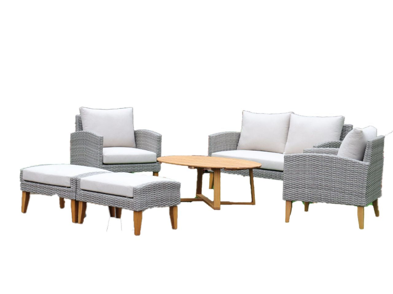 SIENA 6 Piece White + White Cushions Outdoor Lounge Set